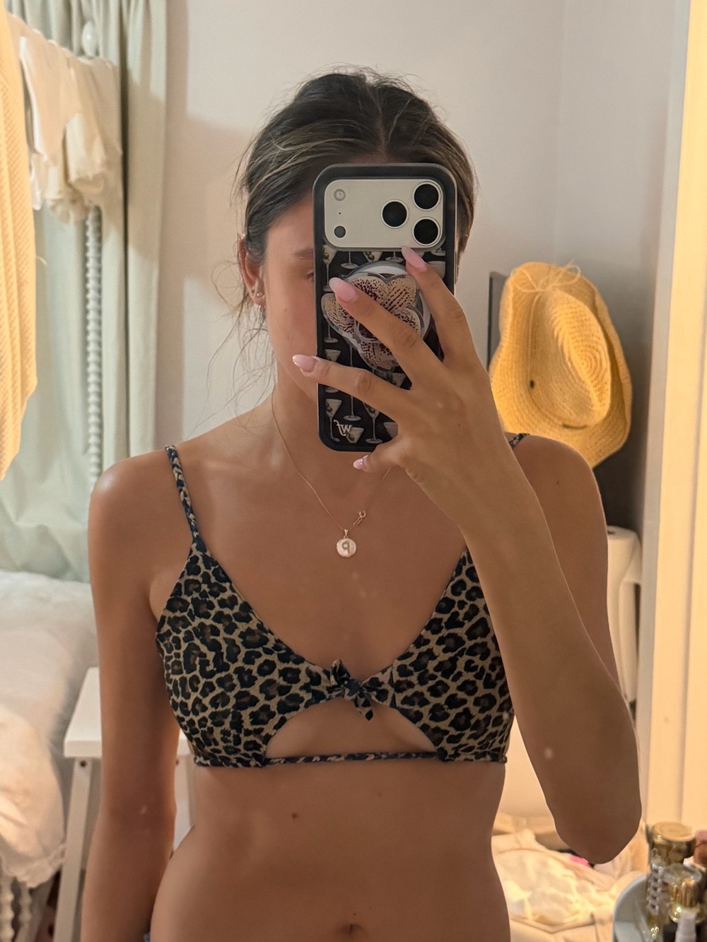 Leopard Print Tie-Front bikini top - Animal Print Brown